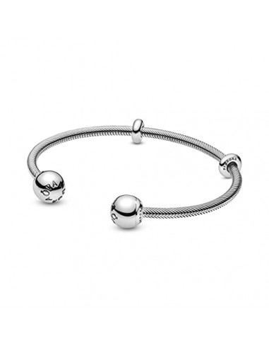 Pandora Sterling Silver Open Bangle With Silicone Stoppers And Interchangeable End Caps Les êtres humains sont 