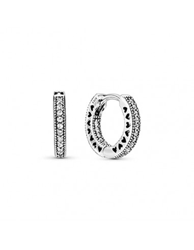 Pandora Unisex Hoop Silver Earrings With Clear Cubic Zirconia, 15 Mm l'achat 