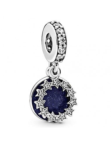 Pandora Unisex Sterling Silver Dangle With Clear Cubic Zirconia And Shimmering Blue Enamel pas cheres