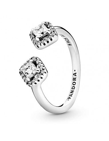 Pandora Unisex Sterling Silver Open Ring With Clear Cubic Zirconia Pour