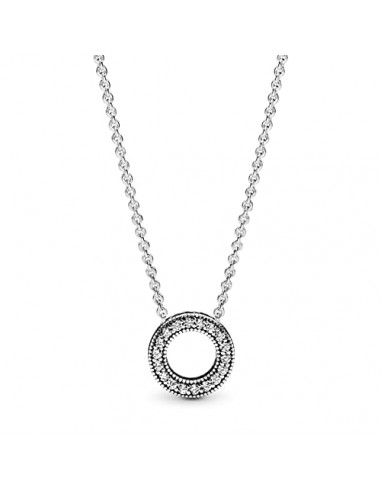 Pandora Women's Pandora Logo Reversible Silver Collier With Clear Cubic Zirconia livraison et retour toujours gratuits