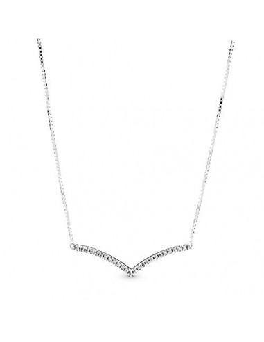 Pandora Women's Wishbone Silver Collier With Clear Cubic Zirconia rembourrage situé sous