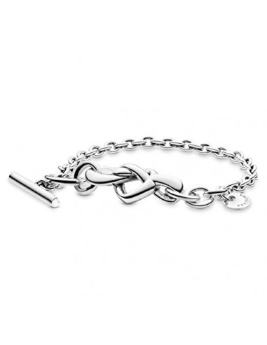 Pandora Unisex Knotted Hearts Silver T-Bar Bracelet 2023