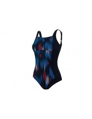 Speedo Damen Contourluxe Printed Badeanzug, Schwarz (Black/Winsdor Blue/Hot Orange), D38 de pas cher